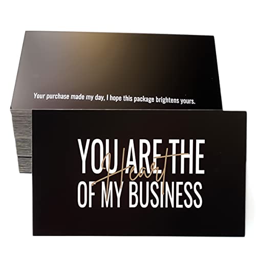 RXBC2011 Thank you Cards you are the Heart of my business Cards Package Insert for online business Pack of 100 (100 Card black)