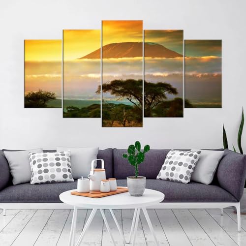 Tableau cuisine et salon panoramique Kilimandjaro pour décoration murale