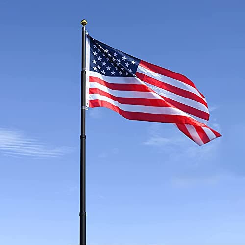 Wevalor 25Ft Telescoping Flag Pole Kit, Heavy Duty Aluminum In Ground Telescopic Flag Pole With 3X5 American Flag, Outdoor Old Glory Flagpole Kits For Outside, Yard, Residential Or Commercial, Black #TOP6