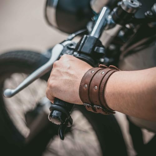 Image of Hide & Drink, Stylish Wrist Wallet Cuff, Wristband with Secret Pouch, Cash Holder, Money Organizer, Full Grain Leather, Handmade, Bourbon Brown