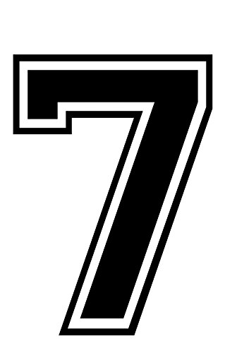 8" Tall Single Number for Sports T-Shirt Jersey Football Baseball,Iron On, Heat Transfer, Team,t-Shirt (Style C)(7-Black)