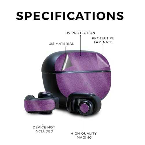 Image of Glossy Glitter Skin Compatible with Bose Ultra Open Earbuds - Solid Purple - Premium 3M Vinyl Protective Wrap Decal Cover - Easy to Apply | Crafted in The USA by MightySkins
