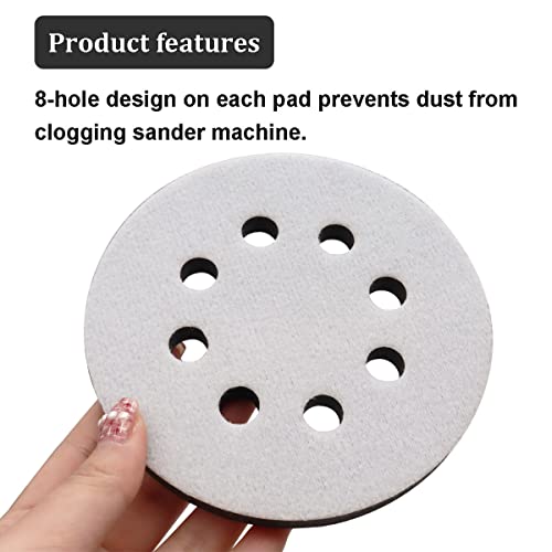 Image of 2 PCS 5Inch 8 Holes Soft Density Interface Pads,Hook and Loop 5 inch Sponge Cushion 8 Holes nterface Buffer Pad Sander Cushion O-011-2pcs