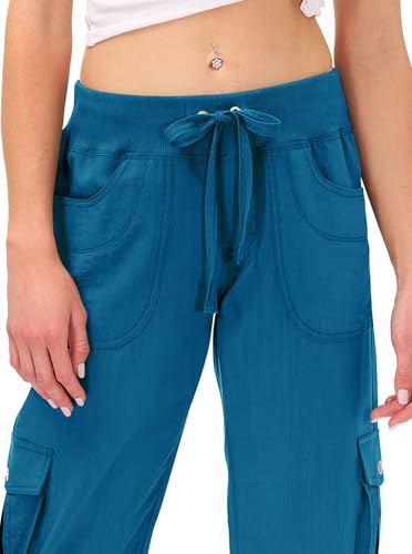 Image of MoFiz Womens Capris with Pockets Loose Fit Casual Capri Pants Dressy Lightweight Ladies Baggy Cargo Pants for Hiking