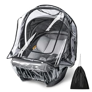 bemece Universal Regenschutz Babyschale, Regenschutz für Babyschale, Bequemes Zugang Rolltor und Trageöffnung, Gute Luftzirkulation, Transparent