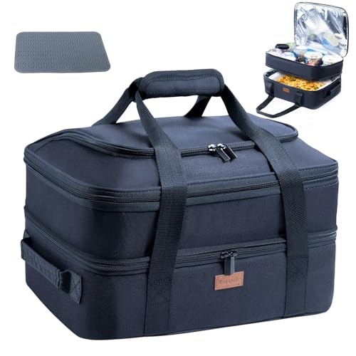 BAGSPRITE Expandable Insulated Casserole Carrier for Hot or Cold Food, Casserole Dish Carrying Case,Thermal Lasanga Lugger Tote for Pockluck, Parties, Picnic, Fits 9