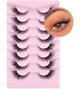 Lashes Natural Look Wispy Eyelashes Fox Eye Lashes Fluffy Faux Mink Lashes Clear Band Lashes Stri...