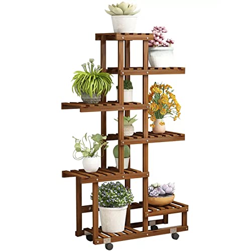 SXBHDM Soporte para Plantas con Ruedas Interior Alto Soporte para macetas Grandes Soporte de exhibición Estantes para Plantas Estante para Flores Maceta de Escalera de Esquina