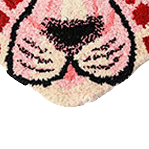 Linlinchuli Area Rugs, Cute Cartoon Tiger/Lion/Panda Shape Household Imitation Cashmere Non-Slip Absorbent Mats Use For Shower, Bedroom, Living Room (Pink Leopard , 15.7" X 15.7") #TOP4