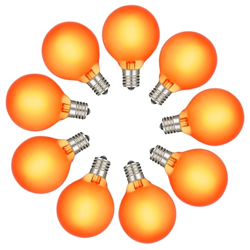 RetroGlo Satin Orange G40 LED Globe Bulbs 25-Pack, Frosted Glass, E12 Candelabra Base, 30,000 Hour...