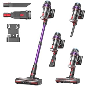 Lubluelu Akku Staubsauger 50000Pa/550W/50Min Staubsauger Kabellos mit Display, Anti-Tangle-Bürste, leichte & Flexible Bauweise, Akkustaubsauger für Tierhaare/Teppiche/Hartböde... G10
