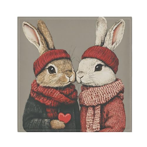Servilletas de tela con diseño conejo san valentín pack 6