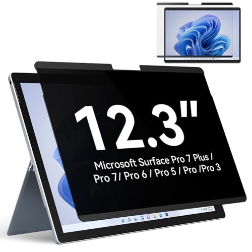 Image of Protescreen 12.3 Inch Magnetic Privacy Screen Compatible with Surface Pro 7+ /7 /6 /5 /4 /3, Removable Anti Blue Light Glare Filter, Black Security Private Apy Block Protector