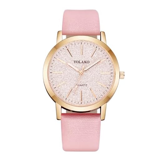 OFFCUP Montre pour Femme, Montre Femmes Bracelet en Cuir, Montre Analogique Quartz avec Cadran Etoilé et 3 Aiguilles, Montre de Poignet pour Ladies Mode Élégant pour Femmes Filles (Rose)