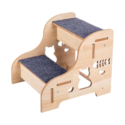 ＡＷＨＡＯ Dog Stairs Wooden 2 Step Pet Steps Ladder Non Slip Surface for Small Dogs and Cats Suitable for Bedroom Living Room Sofa Bed, 2 Step