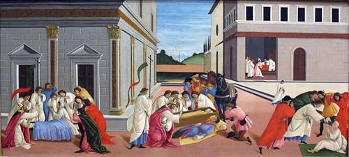 Affiche Toile Trois miracles de saint Zénobe de Sandro Botticelli 60x90cm