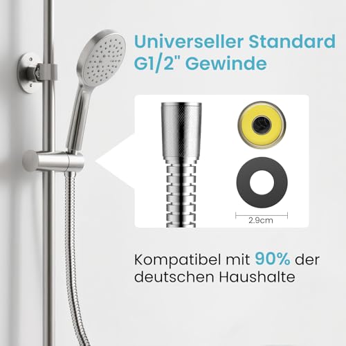 MEKO Duschschlauch 1,8m – 304 Edelstahl Brauseschlauch mit universellem Anschluss, Extra-Länge Duschkopf Schlauch und 360-Grad flexibles Anti-Verwicklungsdesign (Silber)