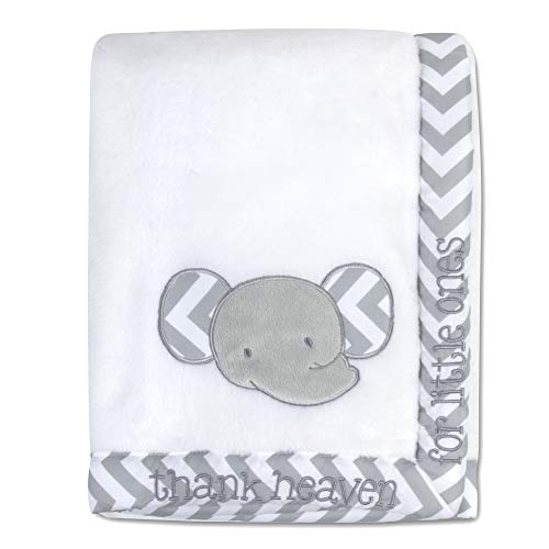 Image of Baby Essentials 30x40 Fleece Baby Blanket with Satin Trim for Boys, Girls Baby Blanket with Door Decor (Elephant with Sign)