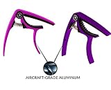 Guitar Capo (2 szt.) do gitar, ukulele, banjo, mandoliny, basu – wykonane z ultralekkiego aluminium (1,2 uncji!) do instrumentów 6 i 12-strunowych – Nordic Essentials (Różowy fiolet)