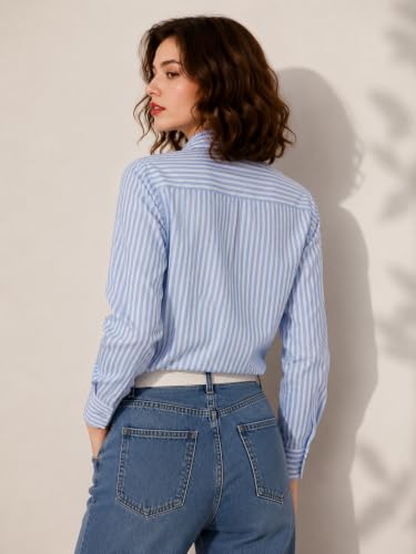 Image of Women Shirt||Women Relaxed Fit Vertical Striped Spread Collar Cotton Casual Shirt (S-12-19)