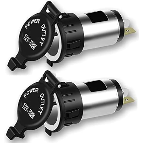 12V 120W Cigarette Lighter Power Socket Plug Outlet, Xfaiz 2 PCS Car Cigarette Lighter Socket Splitter Power Outlet Adapter Waterproof Plug for Motorcycle Car Boat Tractor (2) Cover