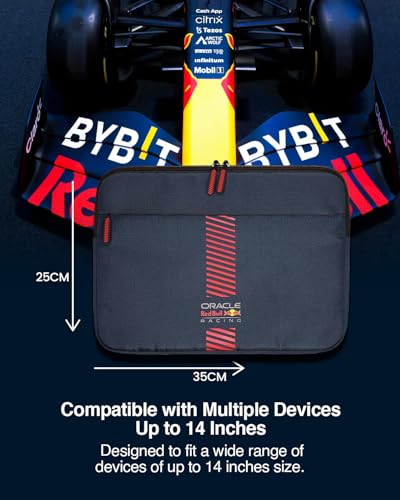 Image of REDBULL Racing 14-Inch Laptop Sleeve Case Official Licensed by CG Mobile - Premium Nylon with Powerbar Design, Stylish Protective Laptop /MacBook Bag for Men & Women - Navy
