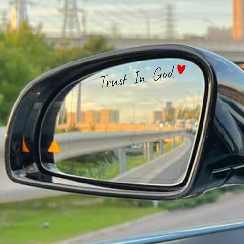 Image of 4pcs Black Trust in God Rearview Mirror Sticker Waterproof Car Decals | Trust in God Rear View Mirror Accessories Auto Stickers And Decals Suitable for Most Cars, Trucks, Motorcycles, SUVs, Cups