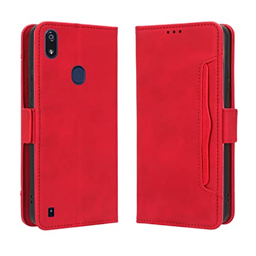 Futanwei For Consumer Cellular Verve Connect Wallet Case | Verve Connect Phone Case | Luxury Pu Leather Wallet Case For Women | Magnetic Closure | Flip Cover With 5 Card Slots & 1 Money Pocket | Red #TOP5
