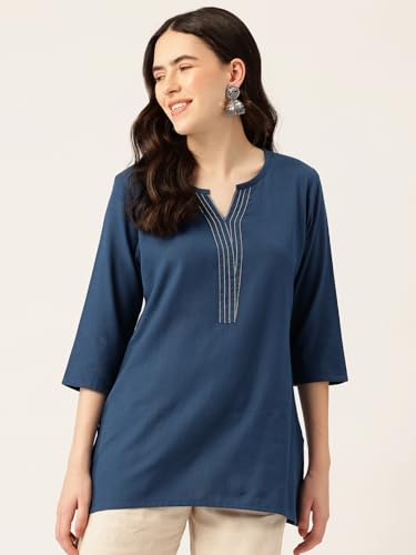 Image of Elegant Short Kurti for Women - 3 /4 Sleeves | Round Neck | (S to XXL)
