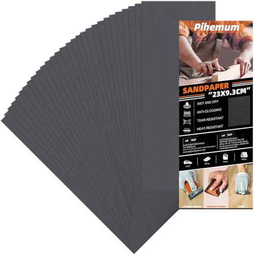 Image of 30 Pcs Sandpaper 1200 Grit Wet and Dry Sandpaper Sheets, 9 x 3.6 Inch Sand Paper Pack for Wood Furniture, Walls, Metal, Automotive Polishing & Finishing
