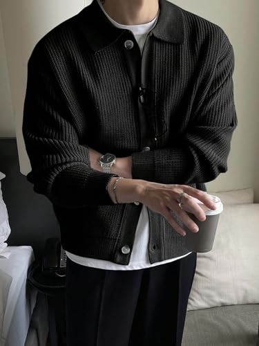 men's pullover sweaters Button-down Collar Cardigan3