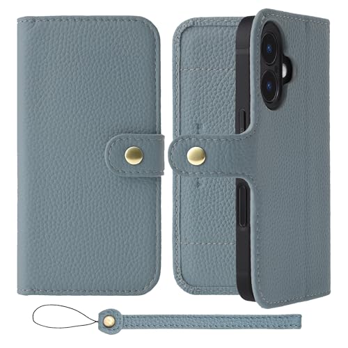 HANATORA for iPhone 16Plus �P�[�X �蒠�^ �{�v �X�}�z�P�[�X �X�}�z �X�^���h �X�g���b�v �t�� �V�������N�J�[�t���U�[ �x���g���� �}�O�l�b�g�Ȃ� �u���[�O���[ H1SPB-16Plus-BlueGray �M�t�g �a���� ����