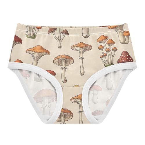 Cartoon Cute Mushrooms Beige Cute Panties Girl Toddler Underwear Floral Cotton Florals Briefs Girls Undies 2t