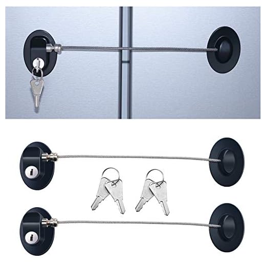 3 Pièces de Serrure de la Porte du Réfrigérateur Serrure Adhésive Forte de Porte du Congélateur Verrou de Tiroir de Fichier Serrure d'Armoire de Sécurité Enfant avec Clés (Black/Noir)