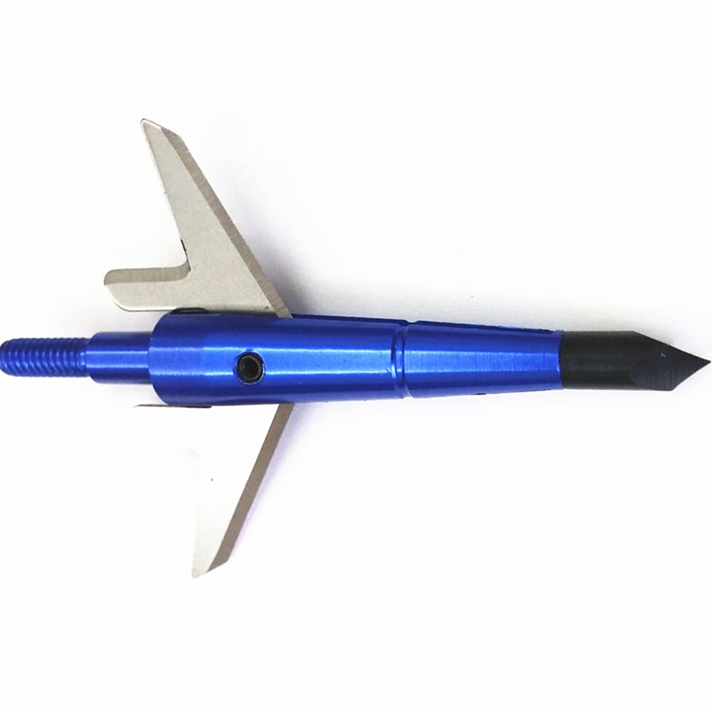 Fay Outdoor Sport Expandable Hunting Broadheads 100 Grain, Archery Screw-in Arrowheads with Two Blades One Pointed Accurate for Compound Recurve Bow Arrows and Crossbow Bolts (12PK)