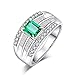 KnSam Bague Femme Fine Émeraude 0.67ct Diamant Fastueux, Platine Pt900 Émeraude 0.67ct Diamant Fastueux Bijoux Femme Cadeau Noël Anniversaire