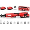 Alloyman 3/8 Cordless Ratchet Wrench Set, 44FT-LBS(60N.m) Electric Ratchet, 2 X 20V Chargeable Power Ratchet Wrench Set with Variable Speed, LED Light, 6 Sockets, 1/4 Adapter, 3 Extension Rod