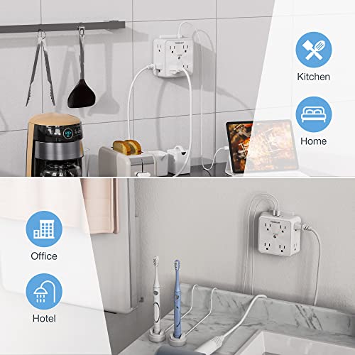 image for Surge Protector 8 Outlet Extender, TESSAN Multi Outlet Splitter with 3