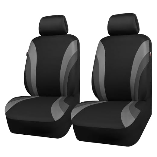 CAR PASS Line Rider Sporty Front Seat Covers,Gray Car Seat Covers Two Front Seats Only, Airbag Compatible,Universal Fit Sedans,Cars,Vans,SUV,Truck(Black and Gray)