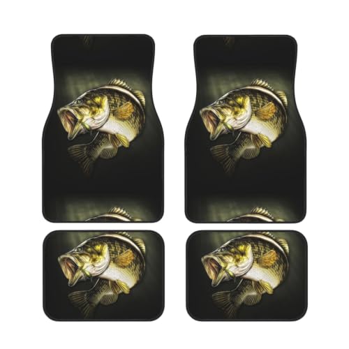Juego de 4 alfombrillas para coche antideslizantes de neopreno con patrón de pez protector