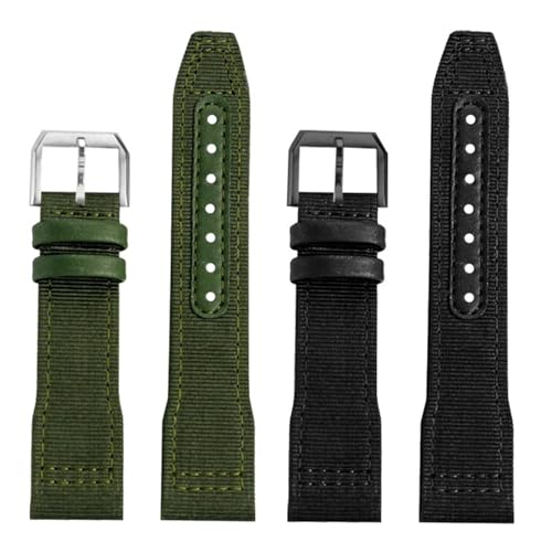 Bracelet montre IWC Big Pilot nylon et cuir noir premium 22mm
