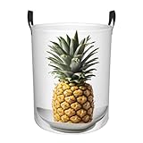 Wäschekorb mit Ananas-Muster, rund, faltbar, für schmutzige Kleidung, wasserabweisend, für Schlafzimmer, Badezimmer
