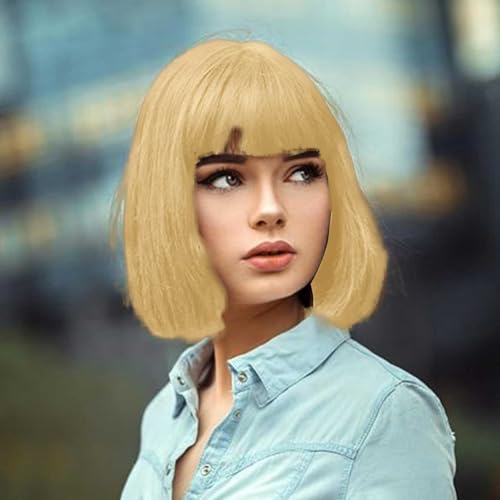 Bob Wigs, 11.8 Inch Heat-Resistant Resilient Fiber Hair Versatile Adjustable Intranet Short Wigs,Glueless Easy to Wear Easy to Maintain Wig Cap for Woman Bachelorette Party Halloween Rave - image 4
