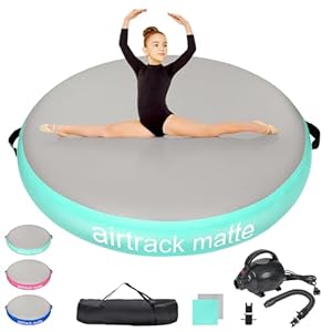 Airspot colchoneta gimnasia artistica Circular 100cm de alto diámetro de 20 cm tumbling gimnasia colchoneta Inflable Tumbling Mat Estera de Yoga Taekwondo con Bomba eléctrica