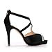 ERIJUNOR E0294 High Heel Sandals Peep Toe S-Strap Prom Wedding Evening Shoes Black Size 8.5