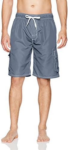 Asbury Threadz Men's Standard Mako Core Performance Elastic Waist Swim Trunk, Charcoal, Medium
