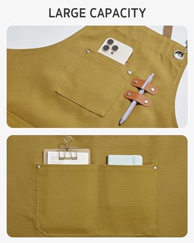 Image of Syntus Chef Apron for Men Women Kitchen Cooking Apron with Pockets, Adjustable Bib Aprons Stain Resistant