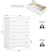 HOUSUIT White Dresser, 4 Drawer Dressers Chest of Drawers, Modern Tall Dresser, Wood Drawer Chest Storage Cabinet for Living Room, Hallway, Entryway, Home Office, Ivory White