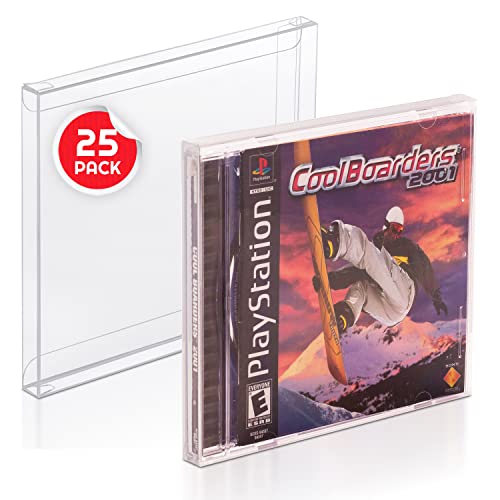 Snug Fit Game Box Protectors Compatible For Ps1 Single Cd/Dreamcast Video Game - 0.35Mm Clear Pet Display Case (Pack Of 25) By Evoretro #TOP11