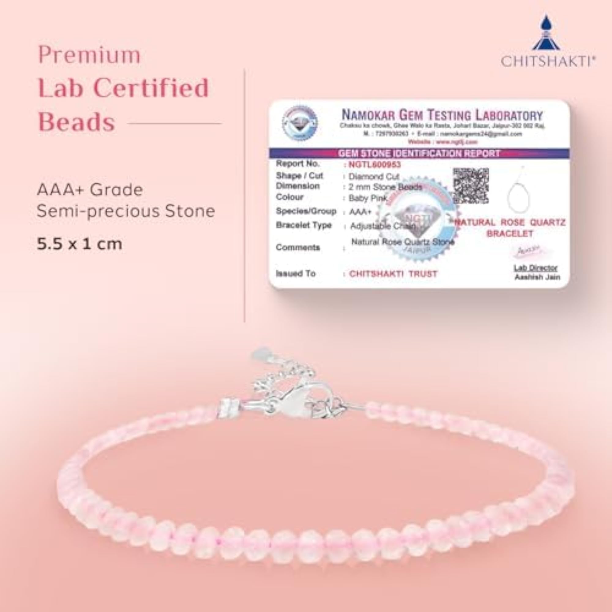 Rose Quartz Valentine Gift Set, Crystal Tree & Bracelet